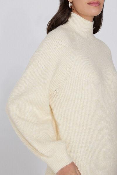 Ivory Long Sleeve Crater Neck Ribbed Jumper, 5701_961Y, large image number 3