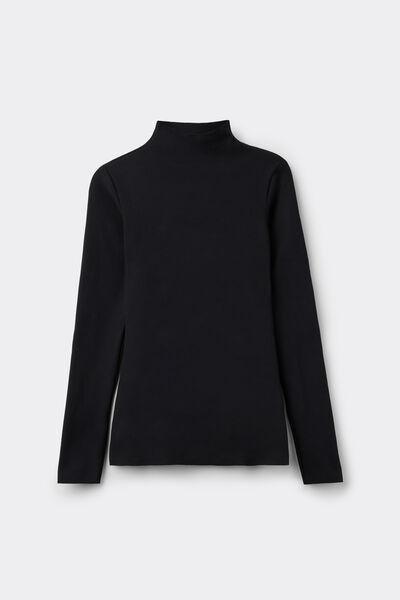Black Silk Touch Turntle-Neck Sweater, Black, large image number 4