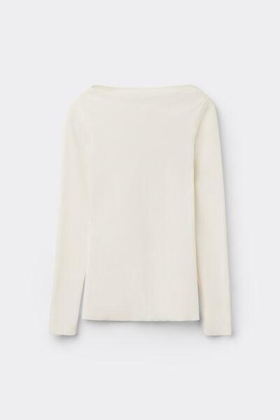 White Silk Touch Long Sleeve Cotton Top, 5701_677V, large image number 4
