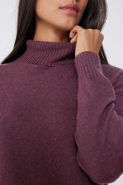 Violet Long Sleeve Thick Polo Neck Wool Top, 5701_919Y, large image number 2