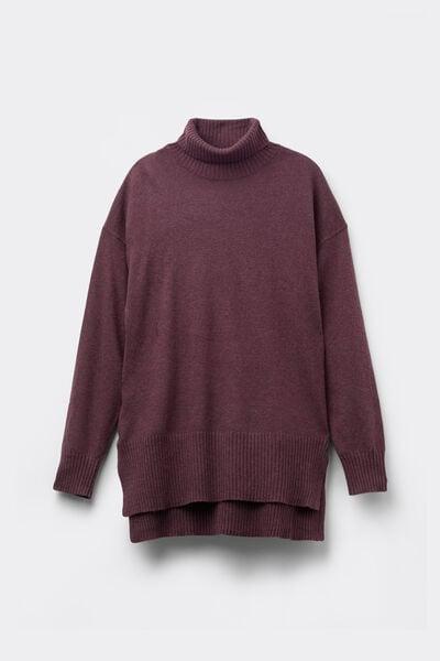 Violet Long Sleeve Thick Polo Neck Wool Top, 5701_919Y, large image number 3