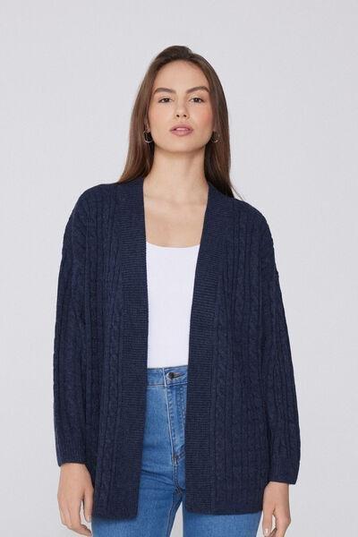 Navy Long Sleeve Braided Sweater, 5701_159Z, large image number 0
