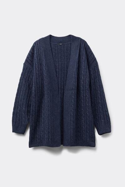 Navy Long Sleeve Braided Sweater, 5701_159Z, large image number 4