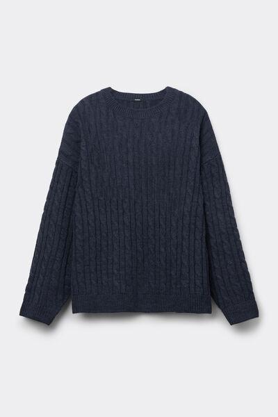 Navy Long Sleeve Braided Sweater, 5701_159Z, large image number 4