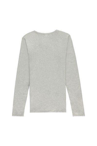 Light Grey Blend Long-Sleeve Crew-Neck Stretch-Cotton Top, Women, , large image number 5