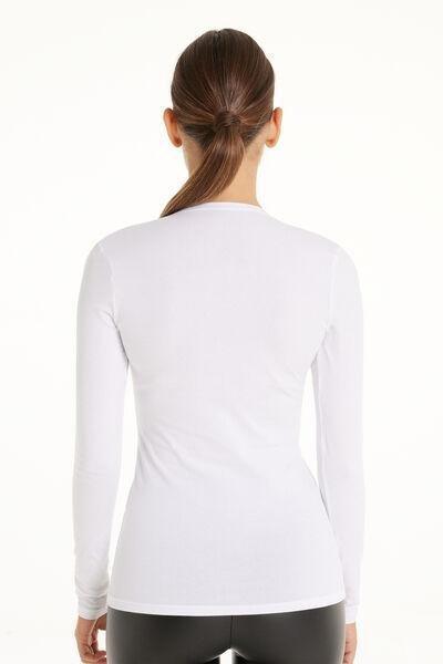 White Long-Sleeved V-Neck Top, , large image number 2