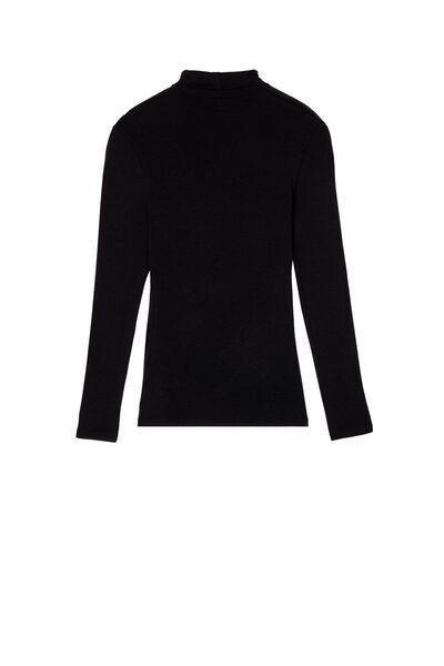 Black High-Neck Wool Shirt, , large image number 5