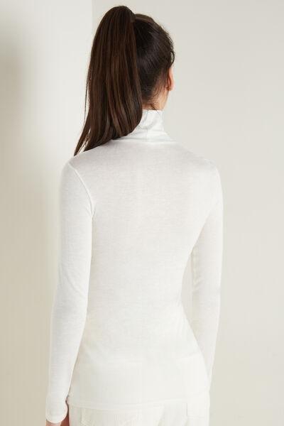White High-Neck Wool Shirt, , large image number 2