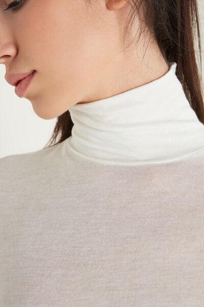 White High-Neck Wool Shirt, , large image number 3
