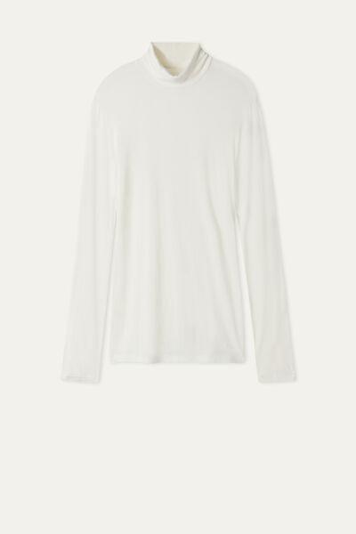 White High-Neck Wool Shirt, , large image number 4