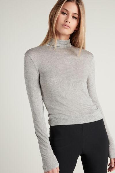 Grey High-Neck Wool Shirt, , large image number 0