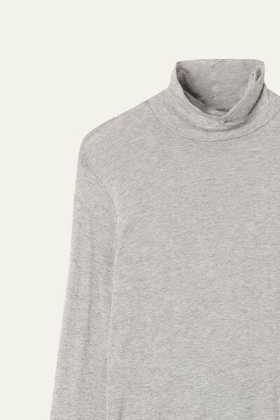 قميص من الصو" مزيج رمادي بياقة عالية ، للنساء, Grey Blend, large image number 6