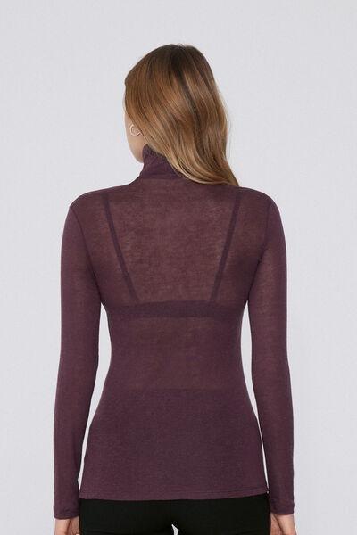 Purple Polo Neck Wool Top, 5701_919Y, large image number 2