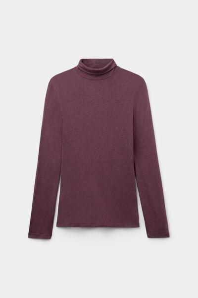 Purple Polo Neck Wool Top, 5701_919Y, large image number 4