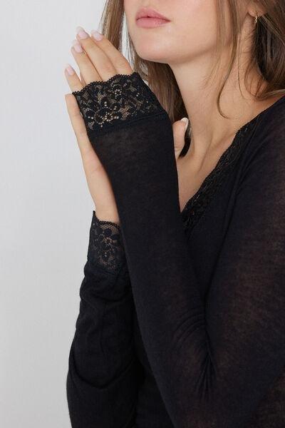 Black Wool Polo Neck Top, , large image number 3