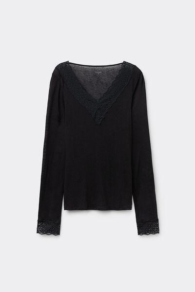 Black Wool Polo Neck Top, , large image number 4