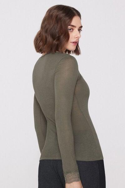Green Long-Sleeved Merino Wool Top, 5701_229Z, large image number 2