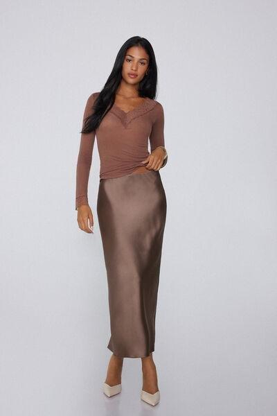 Brown Long-Sleeved Wool Top, 5701_304Y, large image number 1