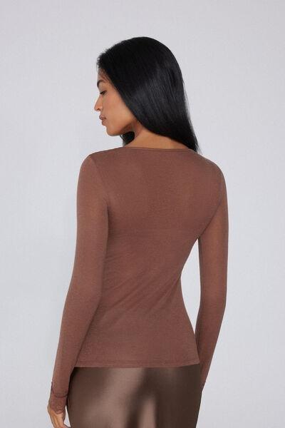 Brown Long-Sleeved Wool Top, 5701_304Y, large image number 2