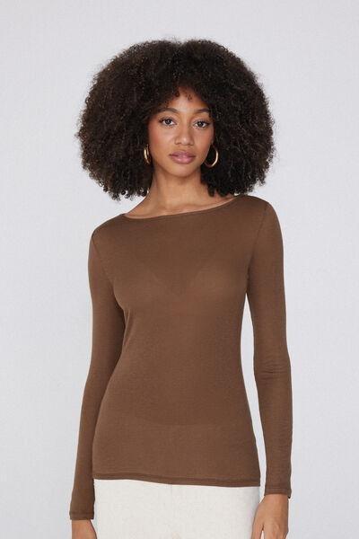 Beige Boat Neck Top, , medium