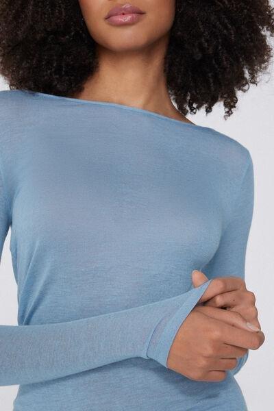 Blue Boat Neck Top, , large image number 3