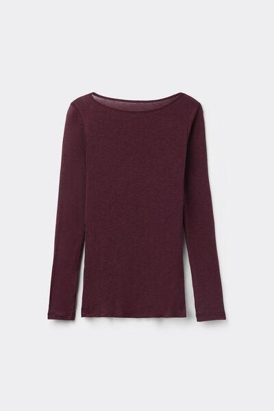 Brown Boat Neck Merino Wool Top, 5701_581Z, large image number 3