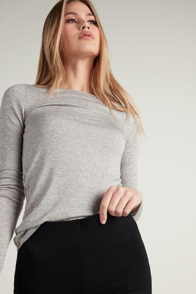 Grey Boat-Neck Top, , large image number 1