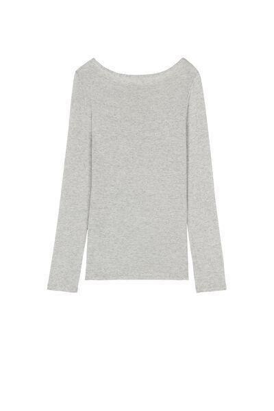 Grey Boat-Neck Top, , large image number 5