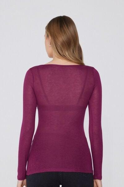 Burgundy Wool Boat Neck Wool Top, 5701_719Y, large image number 2