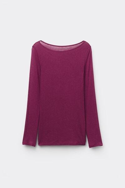 Burgundy Wool Boat Neck Wool Top, 5701_719Y, large image number 4