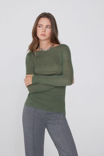 Green Boat Neck Top, , large image number 1