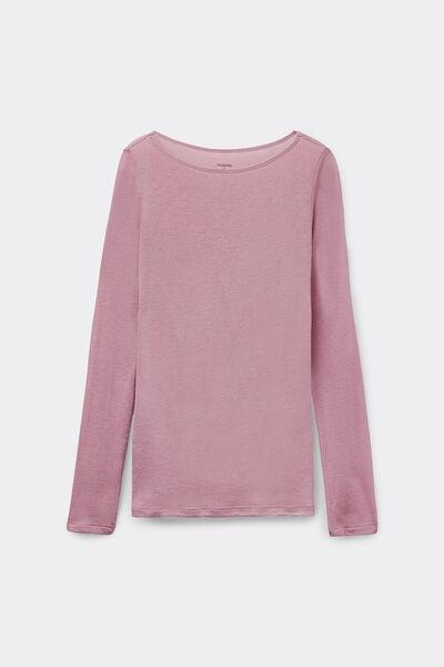 Pink Viscose And Merino Wool Boat Neck Top, 5701_946Y, large image number 4