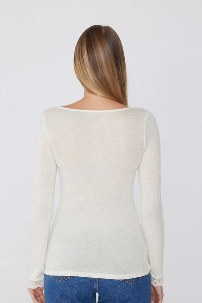 White Long-Sleeved Wool Top, , large image number 2