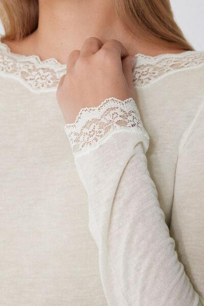 White Long-Sleeved Wool Top, , large image number 3