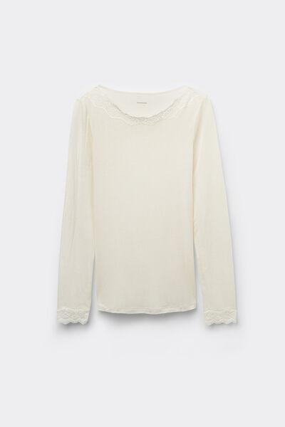White Long-Sleeved Wool Top, , large image number 4