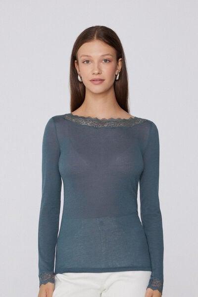 Grey Long-Sleeved Merino Wool Top, 5701_731Y, large image number 1