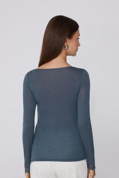 Grey Long-Sleeved Merino Wool Top, 5701_731Y, large image number 2