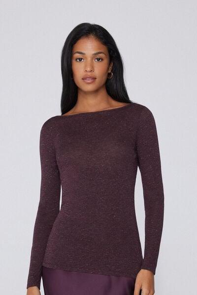 Violet Long-Sleeve Merino Wool Top, 5701_920Y, large image number 0