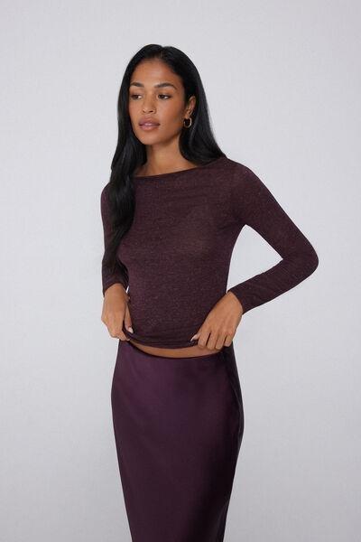 Violet Long-Sleeve Merino Wool Top, 5701_920Y, large image number 1