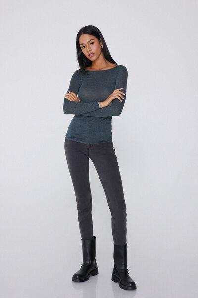 Grey Long-Sleeve Merino Wool Top, 5701_922Y, large image number 0