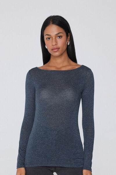 Grey Long-Sleeve Merino Wool Top, 5701_922Y, medium