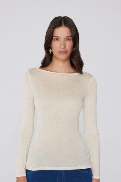 Ivory Long-Sleeve Merino Wool Top, 5701_935Y, large image number 0