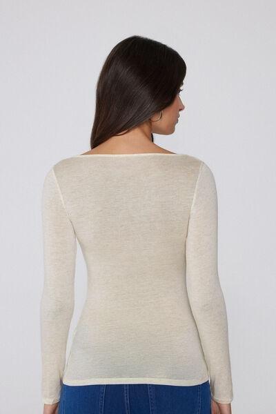 Ivory Long-Sleeve Merino Wool Top, 5701_935Y, large image number 2