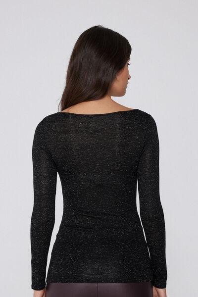 Black Long-Sleeve Merino Wool Top, 5701_941Y, large image number 2