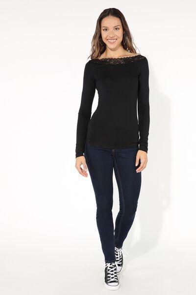 Tezenis - Black Viscose Boat Neck Top