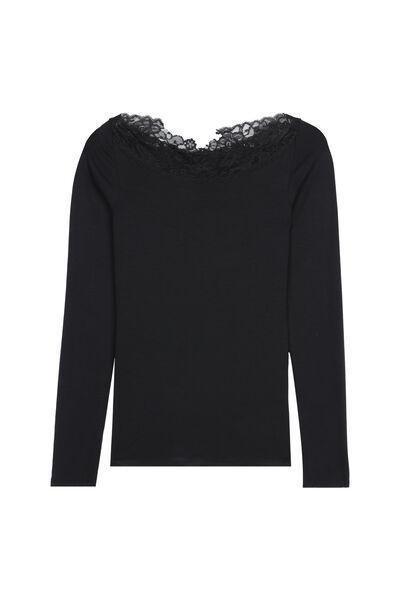 Black Viscose Boat Neck Top, , large image number 4