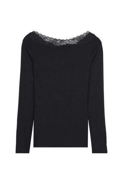 Black Viscose Boat Neck Top, , large image number 5