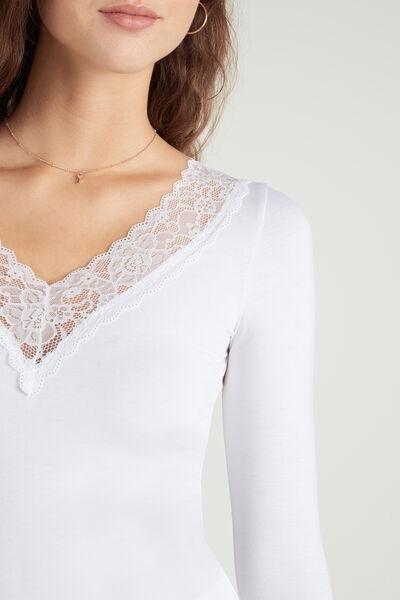 White V-Neck Shirt, , large image number 3