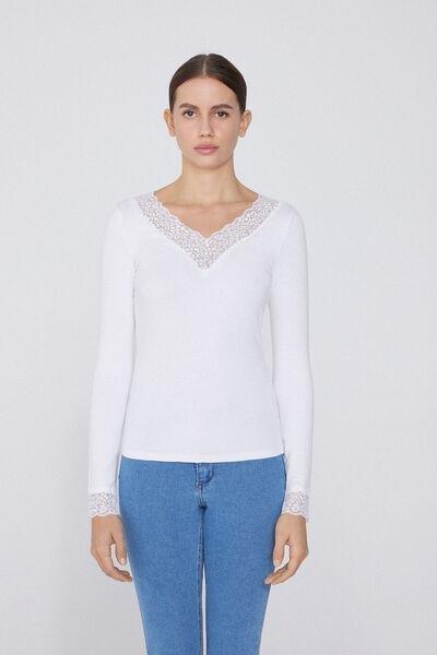 White V-Neck Shirt, White, large image number 3