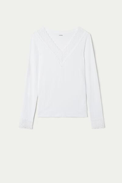 White V-Neck Shirt, , large image number 4